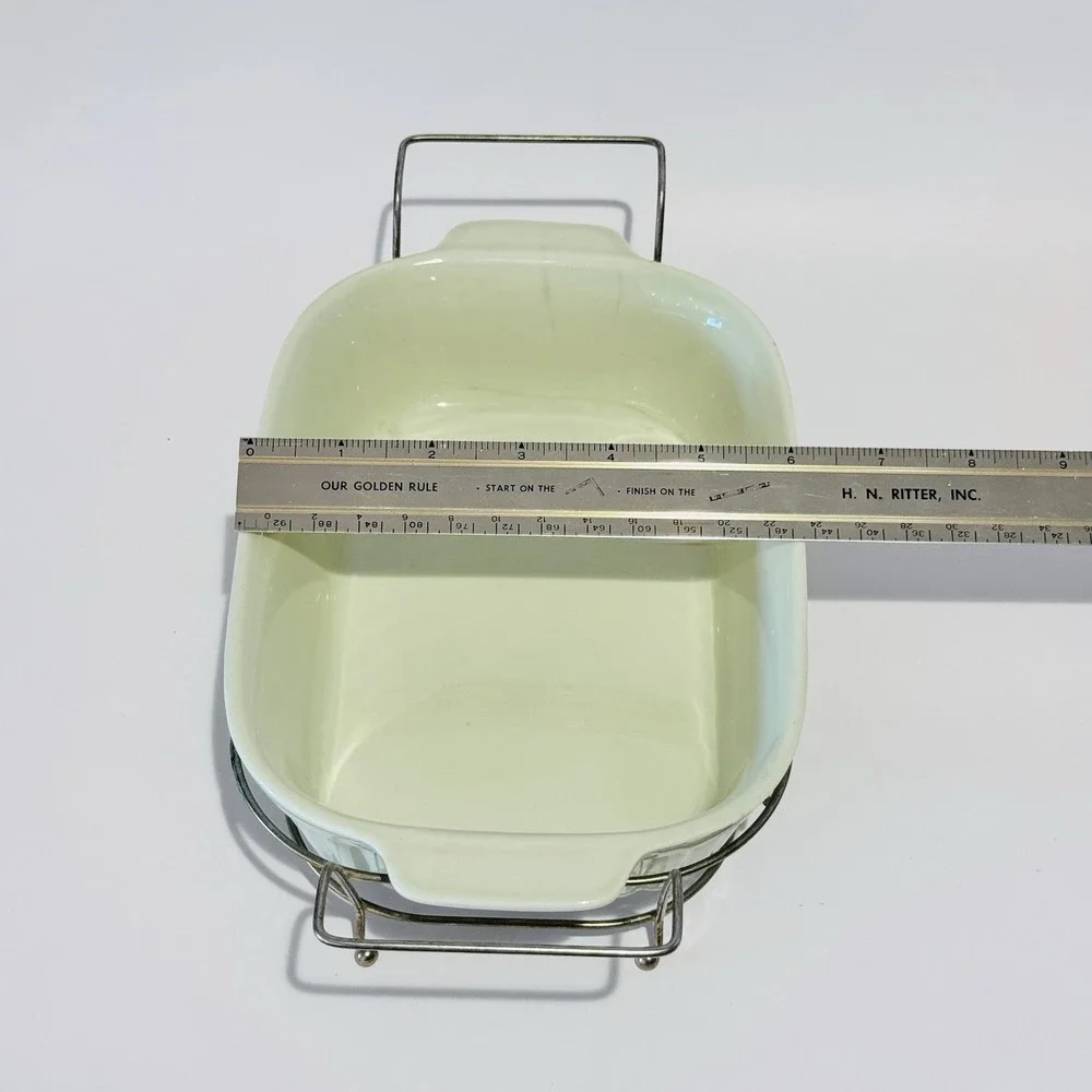 Vintage Pfaltzgraff 32oz Casserole Stoneware in‎ Gold Metal Holder No 1093